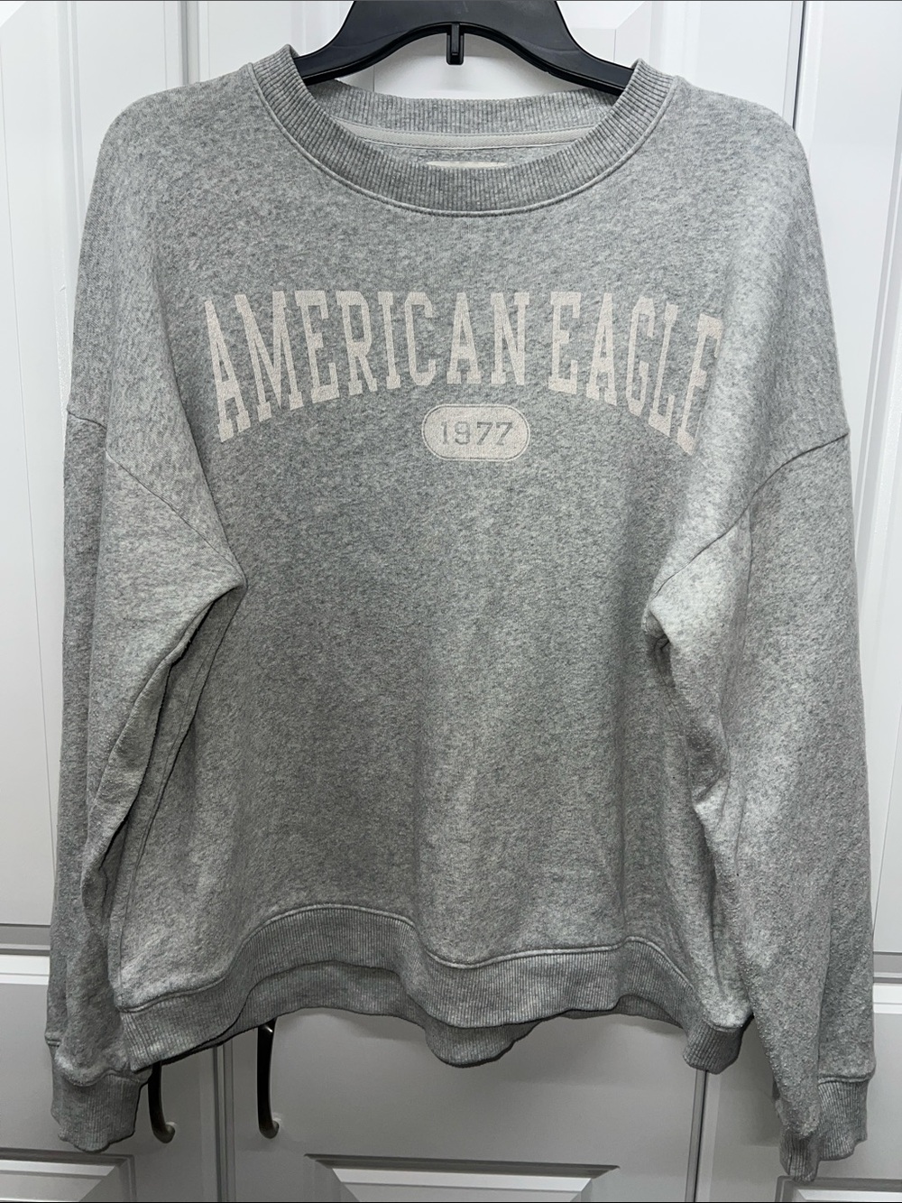 American Eagle Graphic Crewneck Sweatshirt Heather Gray Medium